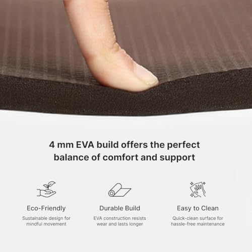 Image of Cult Yoga Mat EVA 4mm with Carry Strap - Non-Slip, Lightweight, Cushioned & Sweat-Resistant Exercise Mat - Durable, Portable & Eco-Friendly Workout Mat for Yoga, Pilates, Home Gym & Fitness - Brown