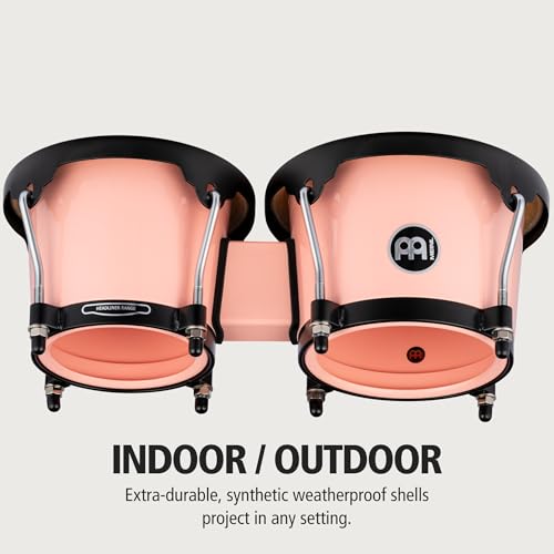 Image of Bongo Drum Set with Durable Synthetic All-weather Shells, Journey Series - NOT MADE IN CHINA - Natural Buffalo Skin Heads, 2-YEAR WARRANTY