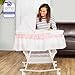 Dream On Me Lacy Portable 2-in-1 Bassinet & Cradle in Pink and White, Lightweight Baby Bassinet with Storage Basket, Adjustable and Removable Canopy