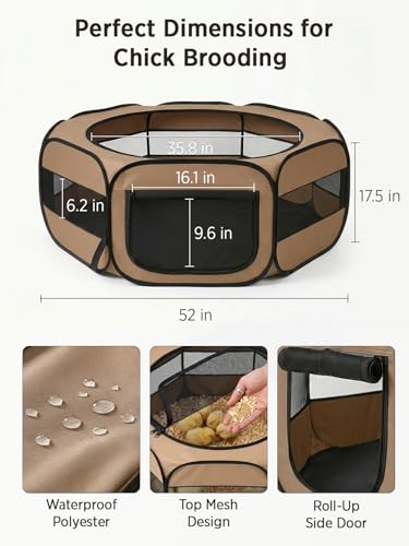 Image of UWE Extra Large Small Animal Playpen, Waterproof Foldable Pet Pen, Brown