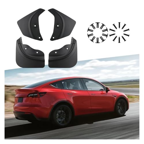 Guardabarros para Tesla Model Y de alta resistencia, protector de salpicaduras 4 uds 2