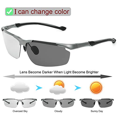 Spring Hinge Photochromic Polarized Sunglasses for Men and Women Al-Mg Metal Frame Sports Driving Glasses UV400 Protection Eyeglasses Anti Glare Eye Fatigue Golf Fishing Cycling Ultra-light Eyewear - Image 2