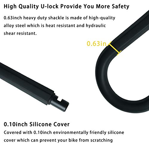 image for Wanku Bike U Lock with Strong Cable Heavy Duty Bicycle U-Lock U Shackl