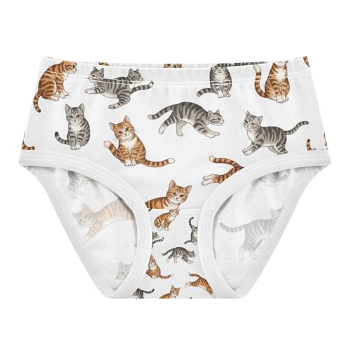 Underwear Girls, Cute Cats White Toddler Briefs, Girls Cotton Underwear, 2T–8 Years