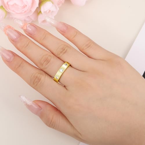 Moissanite Wedding Bands for Women, D Color VVS1, 14k Gold Plated Eternity Engagement Ring Non Tarnish 5mm Wide, Anniversary Birthday Mothers Day Gifts3