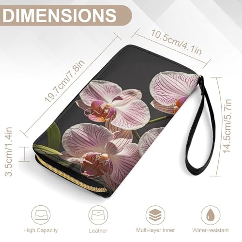 Womens Wallet Ophelia Orchid Print Cell Phone Wallet Purse Travel Long Purse PU Leather Clutch Wallets with Zip, Hand Strap2