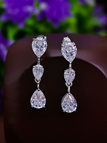 Image of Pissara Exclusive 925 Sterling Silver Valentine Day Gift Cubic Zirconia Earrings For Women And Girls|with Authenticity Certificate, 925 Stamp & 6 Months Warranty (E104596)