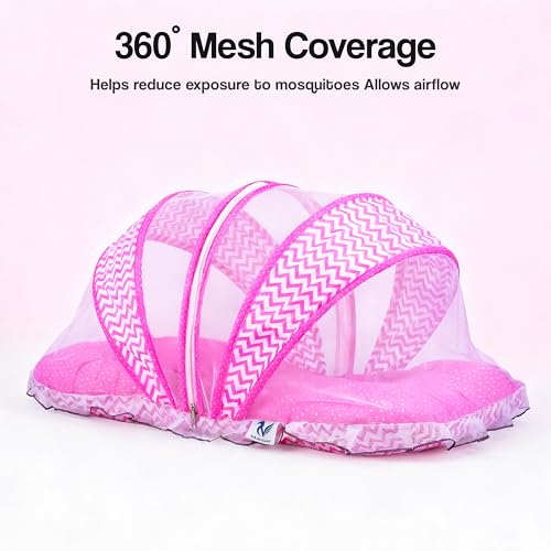 Image of Mosquito Net for Baby 0-6 Months, Baby Bed with Net, Foldable Portable Baby Bed Set with Breathable Mesh Design (Pink)