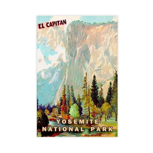 Illustration El Capitan poster Yosemite vintage décoration chambre paysage nature