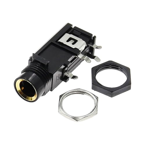 Conector de micrófono de 6,35 mm estéreo doble canal con tuerca plateada pack de 5 unidades 5