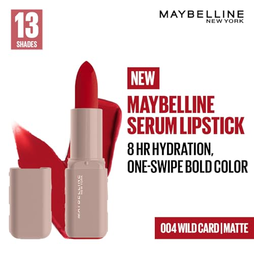 Image of Maybelline New York Maybelline Serum Lipstick (Matte), 004 Wild | 1-Swipe Lush Color 8HR Weightless Hydration