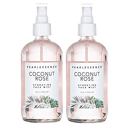 Pearlessence Coconut Rose Hydrating Face Mist | Refreshes Dehydrated Skin & Helps Reduce Redness | All Skin Types | USA Made & Cruelty Free (8 ounces)