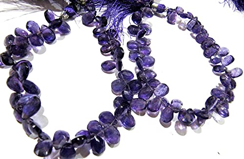 LKBEADS 8 inch strand of gem amethyst 6x9mm pear faceted beads for DIY jewelry making. amethyst beads strand