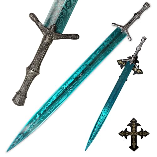47 Ludwig Sword Full Metal Lengthen Stainless Steel Blade Moonlight Cursed Holy Sword with Pegboard for Diaplay Collection Gift Home Decor