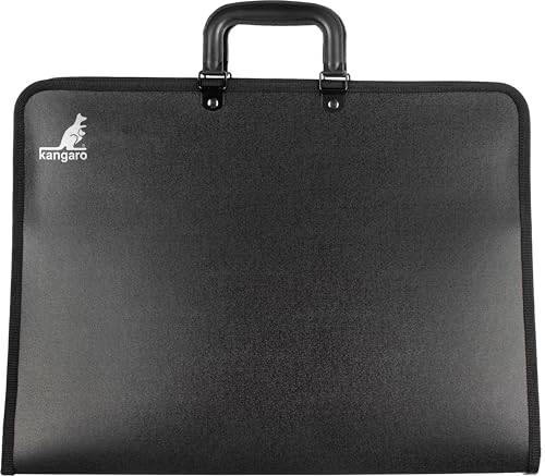 Classeur à dessin A3 noir Kangaro rigide porte-documents avec poignée ergonomique
