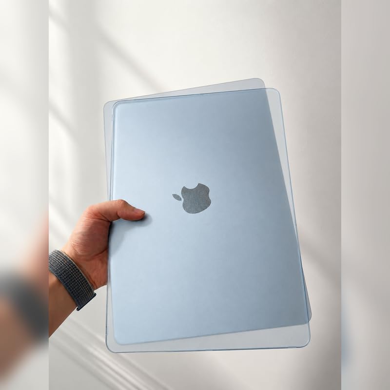 Image of Soonjet Invisible Armor for MacBook Air 13 inch Case M5 M4 M3 M2 2026-2022 | 100% Color Match, Sky Blue Clear Matte, Protective Hard Shell, Anti Fingerprint & Scratch, Ultra Thin, Close Seamlessly