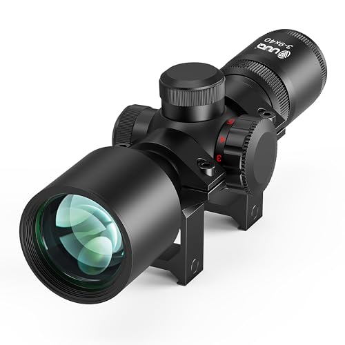 UUQ 3-9x40 Compact Rifle Scope,Red/Green Illuminated Crosshair Reticle, Extended Eye Relief,Parallax Correction & Fast Focus | Lightweight & Water-Resistant | Fits 20mm Picatinny/Weaver Rail