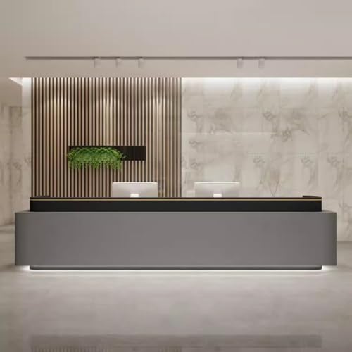 Migliora il tuo spazio con l'illuminazione a LED integrata: trasforma la tua area di ricezione con questa elegante scrivania moderna con strisce LED integrate. Il bagliore morbido e caldo crea un invitante a