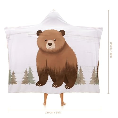 Couverture à capuche ours imprimée plaid portable 101x127 cm modèle 101 - 3