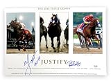 Mike Smith Bob Baffert Dual Autographed 12X18 Photo 2018 Justify TC PSA AF59736