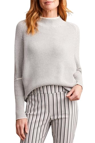 Tribal Women's Funnel Neck Long Dolman Sleeve Sweater with Sharp Contrast Tipping