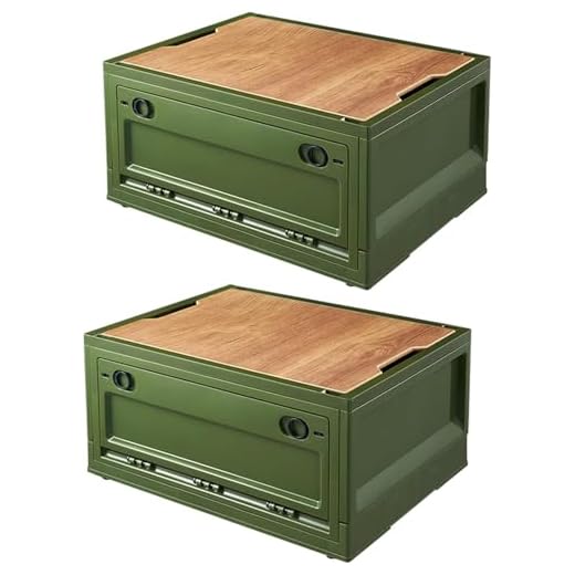 RMAN 2er Set Aufbewahrungsbox mit Deckel 38L Campingbox mit 4 Rollen Campingschrank Faltbar Kofferraum Organize Camping Zubehör für Reisen im Freien, Camping, Familie - Grün