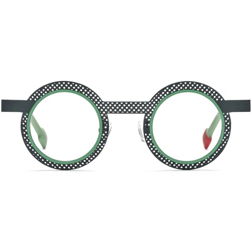 Image of FONEX Colorful Pure Titanium Glasses Frame Women Retro Round Eyeglasses