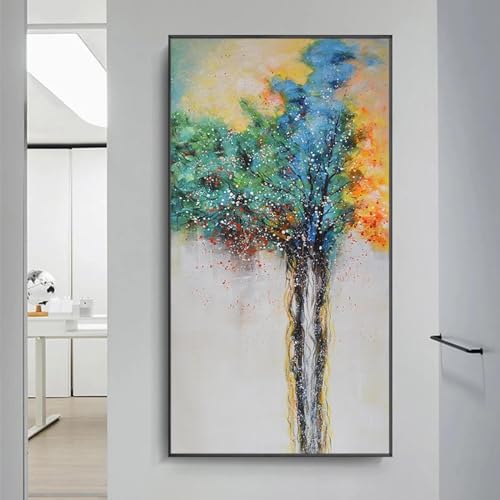 Toile plante abstraite colorée KEBIA pour transformer l'ambiance murale de votre salon