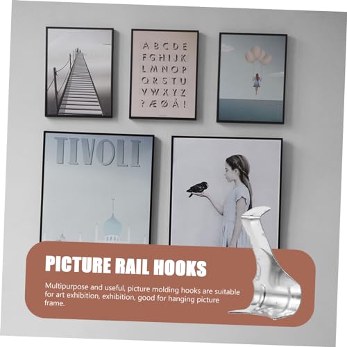 Image of TEHAUX 50pcs Heavy Duty S-Shape Picture Molding Hooks Picture Rail Hangers Easy to Install for Art Exhibitions and Frame Display Sturdy and Deform-Resistant
