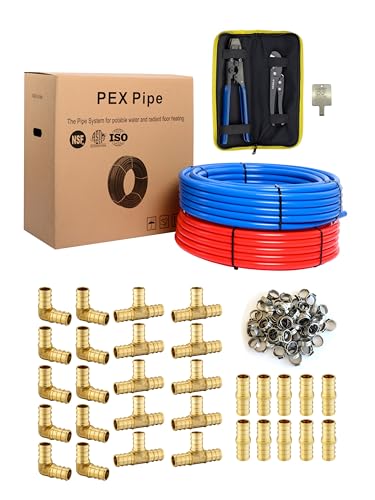 EFIELD 1/2 Inch 2x 300 ft Pex-b Pipe Red and Blue(600ft in Total), 30 Pcs 1/2