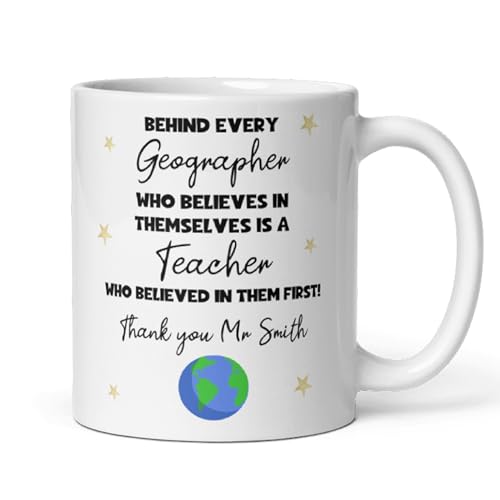 Confidently Quirky - Personalised Thank You Geography Teacher Mug, End Of Year Thank You Geography Teacher, From Geography Student Gift for Teacher, Geography