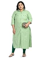 AnjuShree Choice Women Printed Plus Size Cotton Kurti Green
