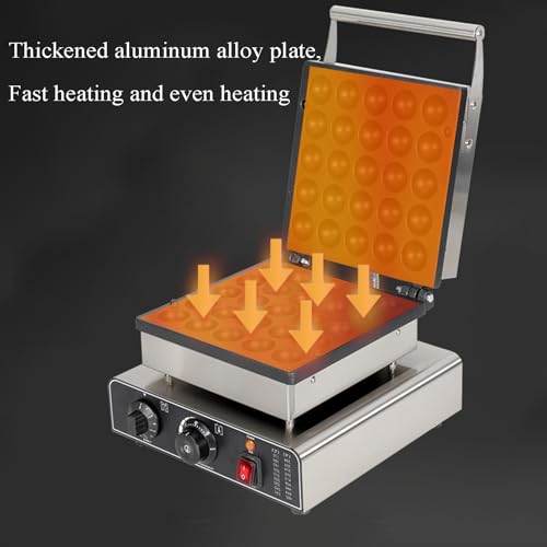 Mini machine à crêpes hollandaise 1750 W électrique antiadhésive, permet de faire 25 crêpes rondes, température réglable de 50 à 300 ℃, idéale pour les crêpes et muffins