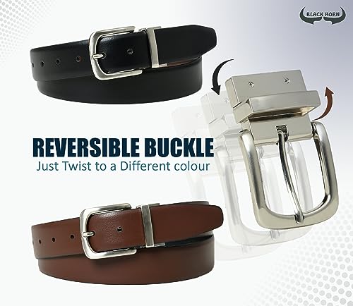 BLACKHORN Reversible Genuine Buffalo Leather Dress Belt for Men Formal & Casual Style Daily Regular Belt (30 to 44 inch)3