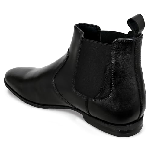Image of Allen Cooper Men's Black /Tan Leather Chelsea Boots - Stylish Formal & Casual Wear