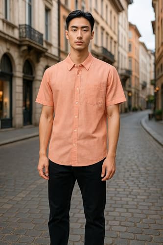 Image of Men's Khadie Cotton Half Sleeves Plain Solid Casual Shirt