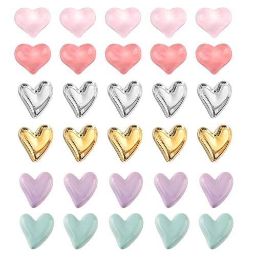 Piccolo cuore d'amore calamite frigorifero tridimensionale 3D: Questo calamite da frigo a forma di cuore è disponibile in sei colori (rosa chiaro, rosa scuro, oro, argento, viola chiaro, azzurro) e i toni luminosi della dopamina creano un'estetica adorabile