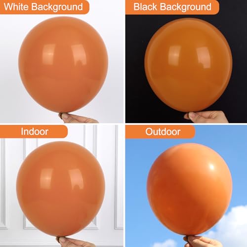 Image of RUBFAC Burnt Orange Balloons 129pcs Different Sizes Pack of 18 12 10 5 Inch, Latex Terracotta Balloon Garland Arch Kit for Fall Thanksgiving Halloween Wedding Birthday Party Decoration