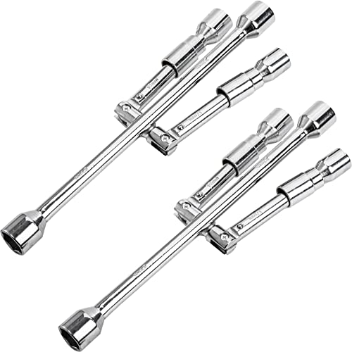 Hedume 2 Pack 14 Inches Universal Folding Lug Wrench, 4-Way Foldable Cross Wrench, Sliding Lug Wrench