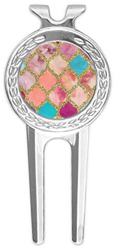 YouCustomizeIt Glitter Moroccan Watercolor Golf Divot Tool & Ball Marker