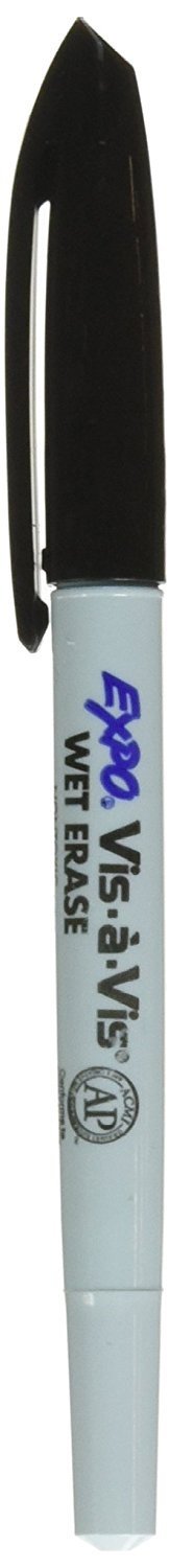 Expo Vis-A-Vis Wet-Erase Overhead Transparency Markers ojkUBg, Fine Point, Black, 24 Count (SAN16001)