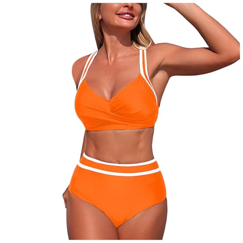 Trajes De Baño De Dos Piezas para Mujer Conjunto Bikini Reductor Abdomen Cintura Alta para Mujer Traje Baño Push Up Sexy Bikini con Control Abdomen Dos Piezas Push Up Estampado Y Deportivo Cintura
