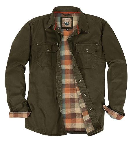 Gioberti Men's 100% Cotton Brushed and Soft Twill Shirt Jacket with Flannel Lining