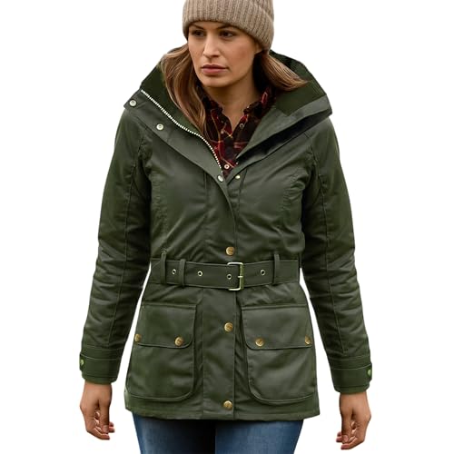 GAME Cantrell Padded Antique Ladies Waxed Jacket Olive