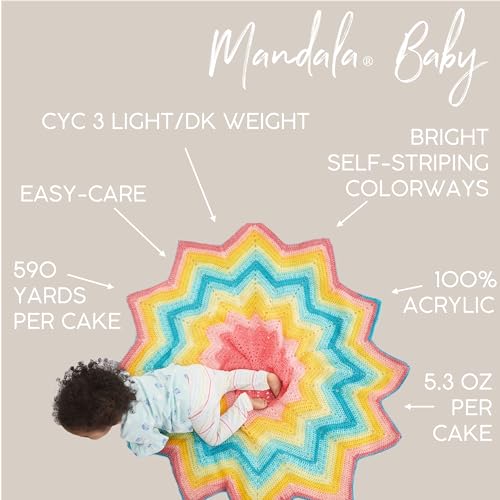 Lion Brand Yarn Company 526-201 Mandala Baby Yarn, Rainbow Falls, Acrylic, One Skein