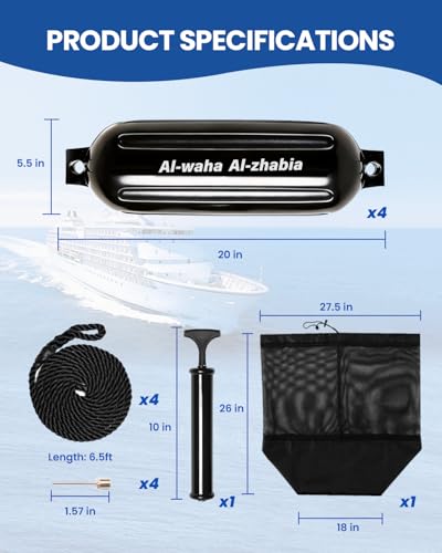 Image of Boat Fenders 4PK 5.5 /6.5 /8.5 inch Inflatable Marine Bumpers