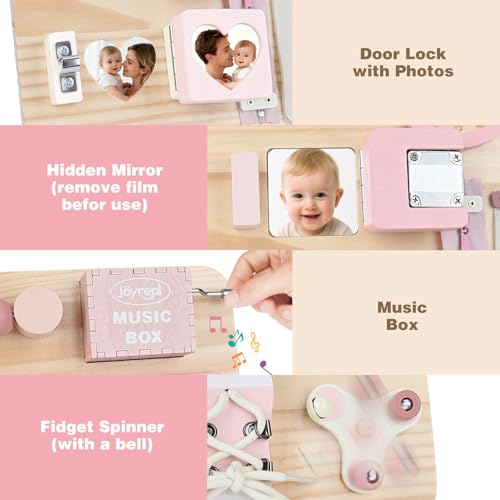 Joyreal Large Wooden Busy Board for Toddlers with Foldable Stand, 15-in-1 Montessori Sensory Toys Activity Learning Board with Music Box, Educational Gift for 1 2 3 Year Old Boys Girls - Image 5