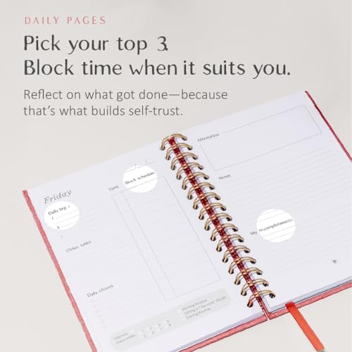The ADHD Planner - Undated Daily Weekly Schedule Organizer Journal for Disorganized People - Habit Tracker Record Emotions & Mood - Academic Goals - Structure & Focus for Adults Brains (Spiral) (Red) - Image 3