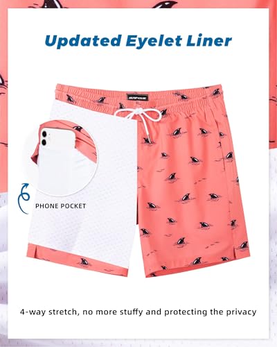 Image of SURF CUZ Mens Swim Trunks with Compression Liner Swim Shorts 7 inch Swimming Trunks Stretch 7 Inch Swim Suits Quick Dry