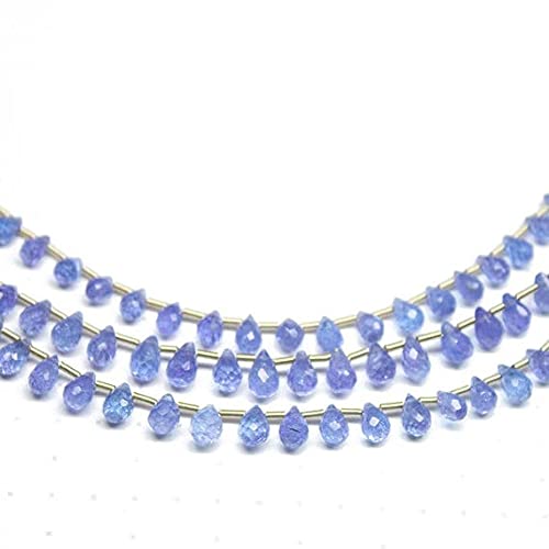 Tanzanite bleue naturelle en perles briolettes facettées LKBEADS pour création